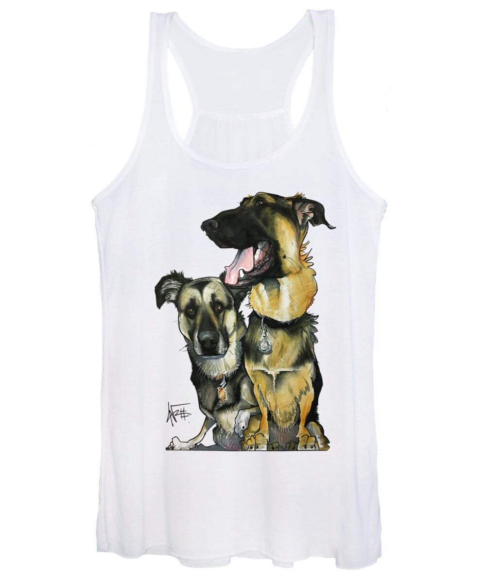 Pet Portrait Women's Tank Top featuring the drawing Hart 3306 by Canine Caricatures By John LaFree