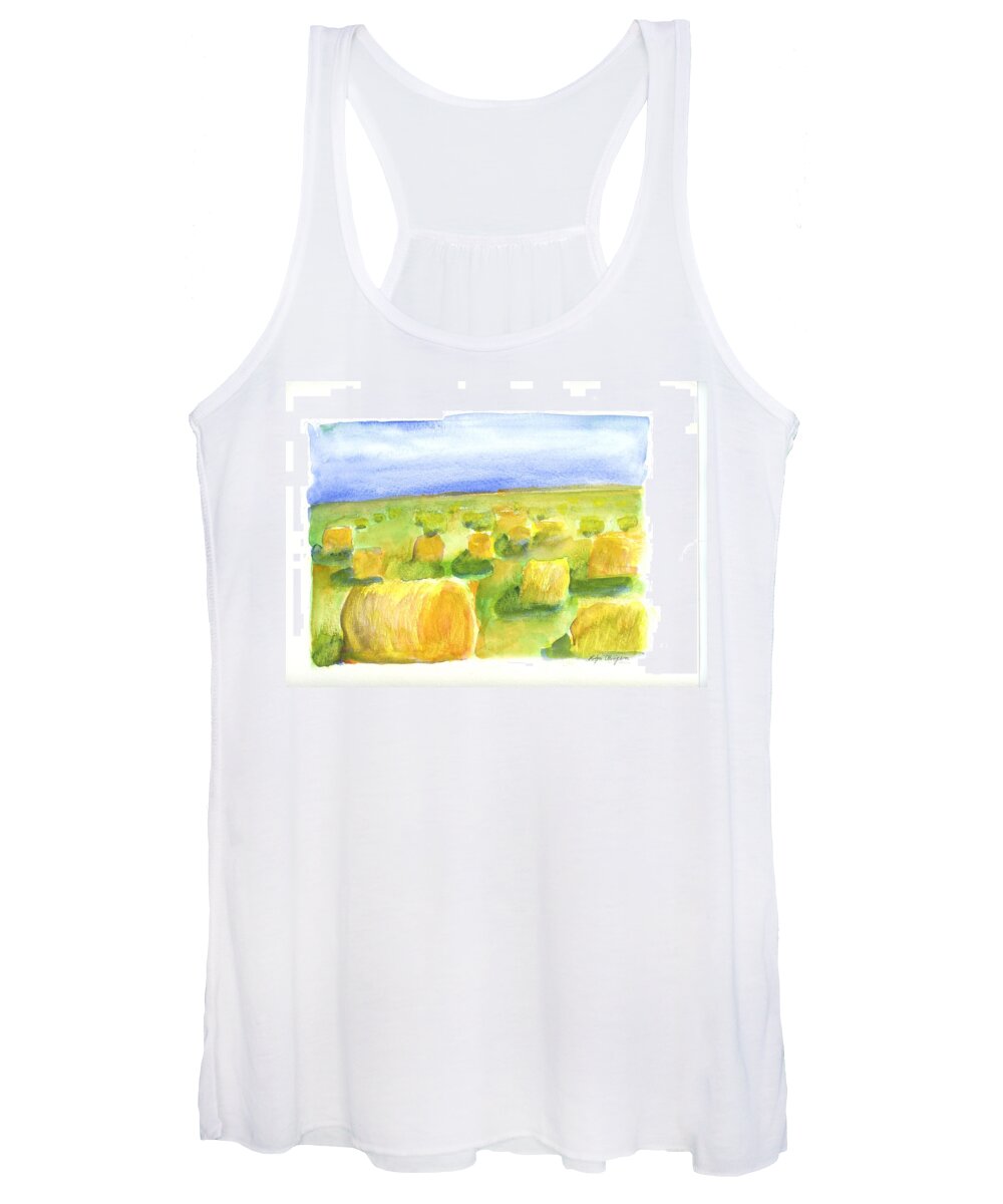 Hay Women's Tank Top featuring the painting Hay Bales by Rodger Ellingson