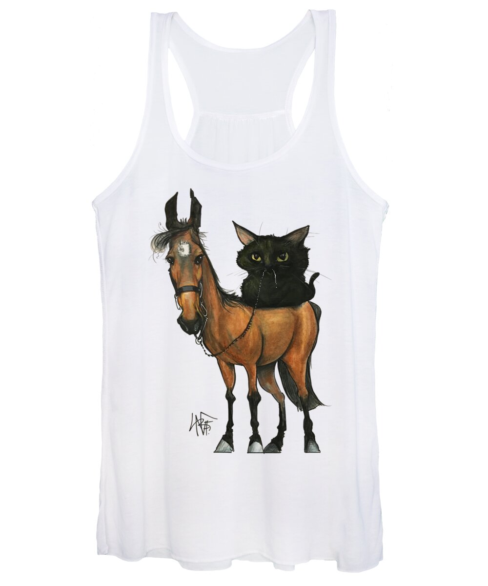 Pet Portrait Women's Tank Top featuring the drawing Hine 3036 by Canine Caricatures By John LaFree