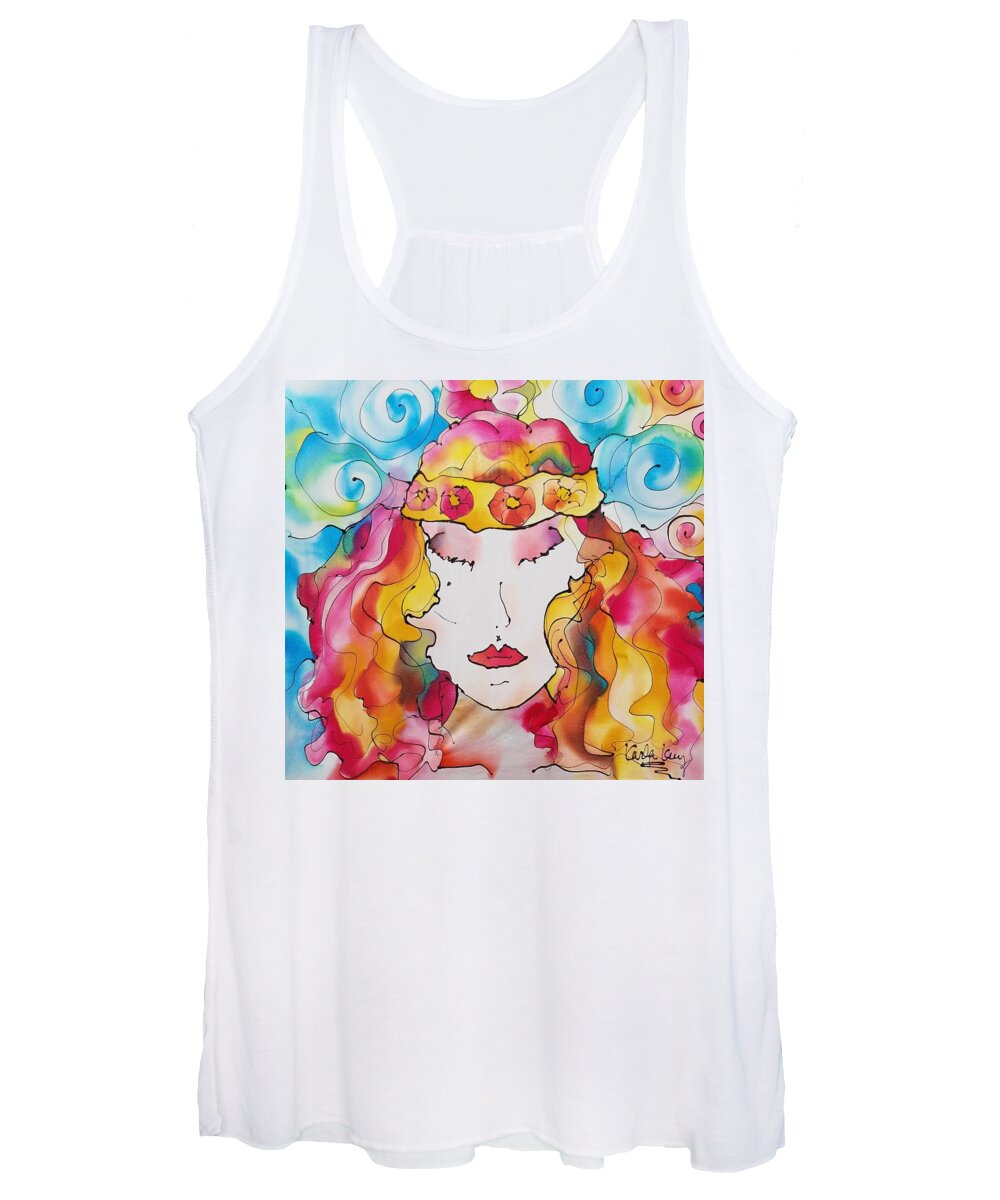 Hippy Women's Tank Top featuring the tapestry - textile Hippy Chick by Karla Kay Benjamin
