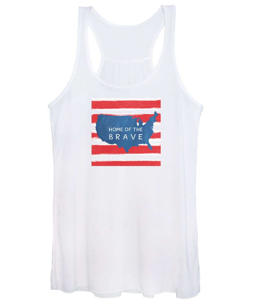 July 4th Women's Tank Top featuring the painting Home Of The Brave by Linda Woods