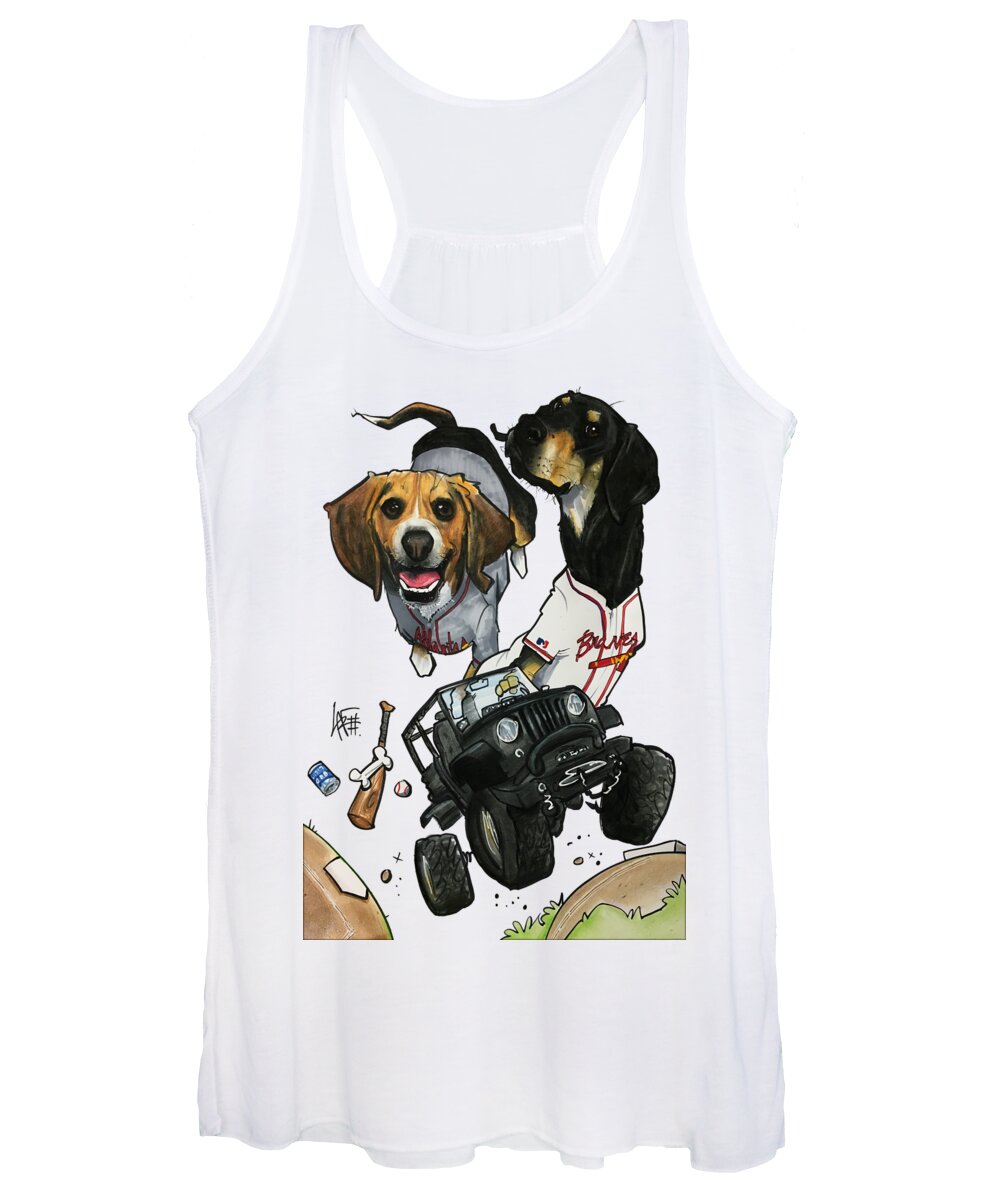 Pet Portrait Women's Tank Top featuring the drawing Hoppe 3327 by Canine Caricatures By John LaFree
