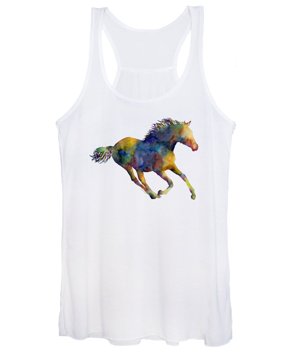 Horse Women's Tank Top featuring the painting Horse Running by Hailey E Herrera