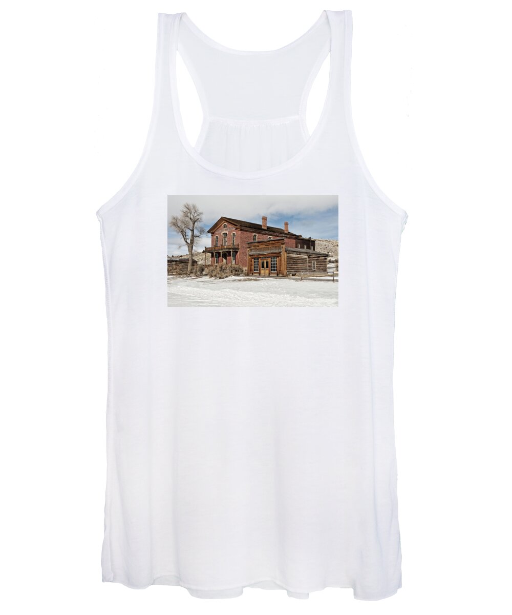 Americana Women's Tank Top featuring the photograph Hotel Meade and Saloon by Scott Read