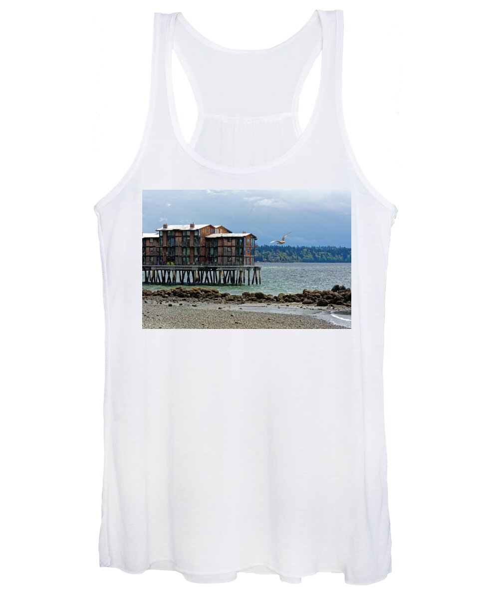 Beach House Women's Tank Top featuring the photograph House on stilts by Peter Ponzio