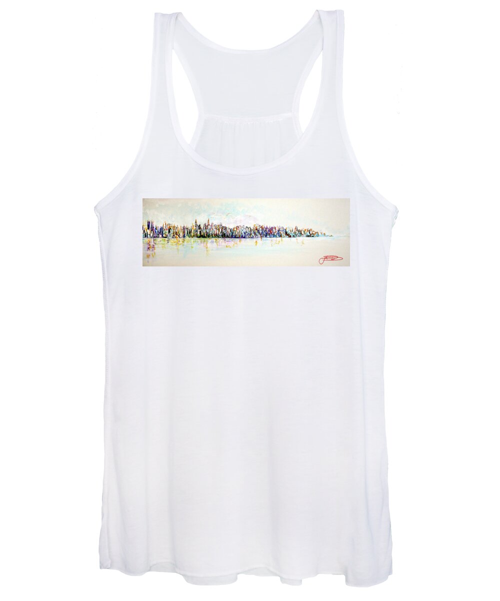 Art Women's Tank Top featuring the painting Hudson River View by Jack Diamond