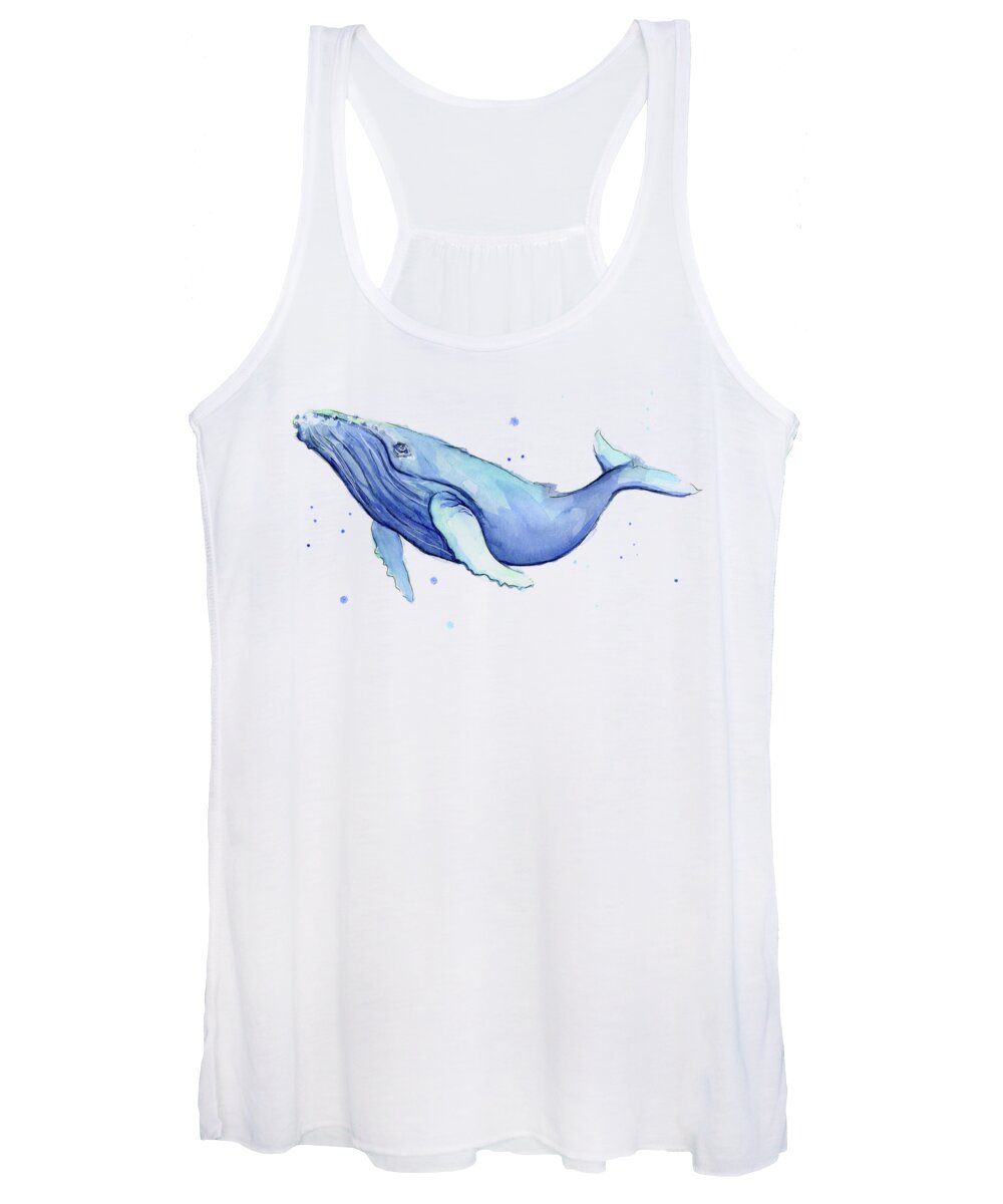 Whale Women's Tank Top featuring the painting Humpback Whale Watercolor by Olga Shvartsur