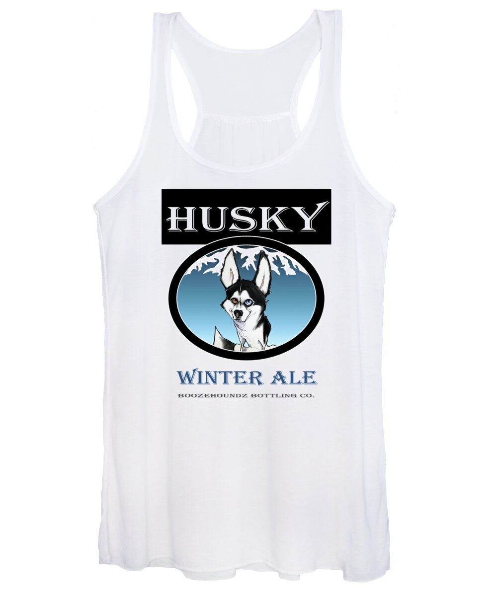 Beer Women's Tank Top featuring the drawing Husky Winter Ale by John LaFree
