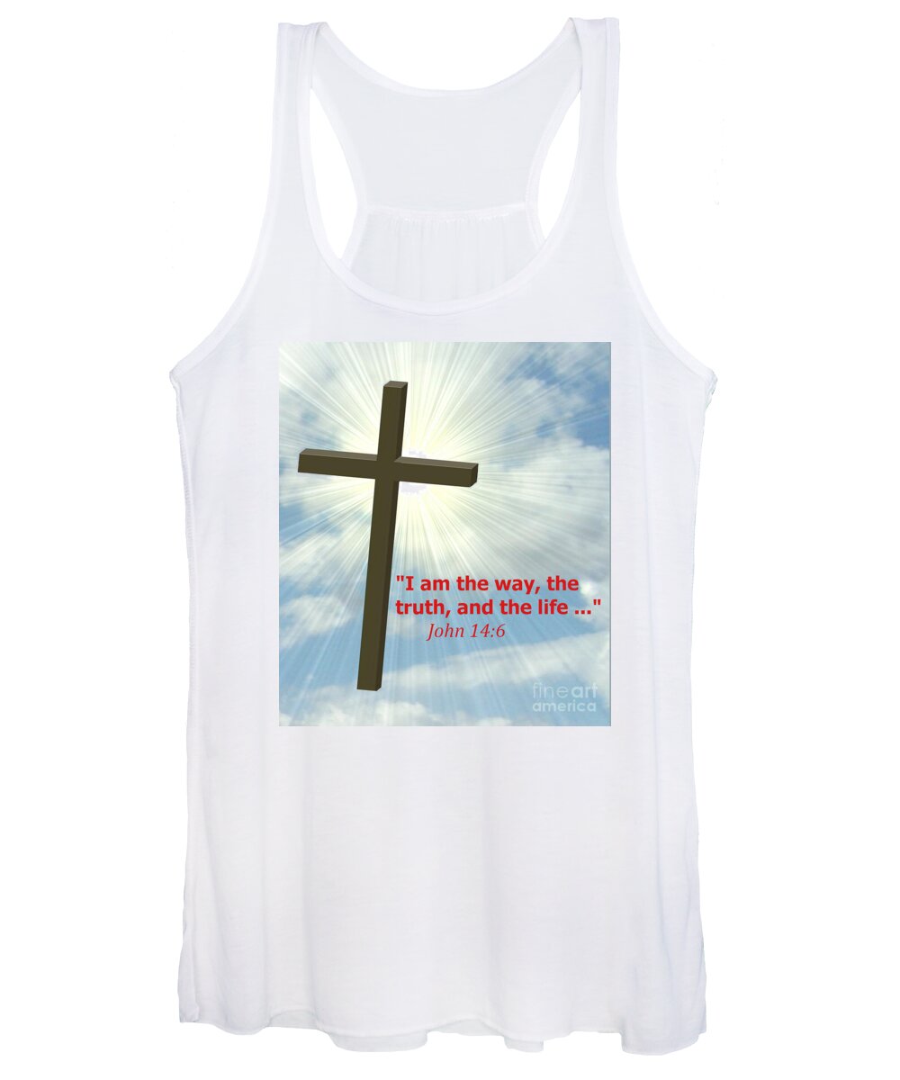 Scripture Women's Tank Top featuring the digital art I Am the Way-2 by Charles Robinson