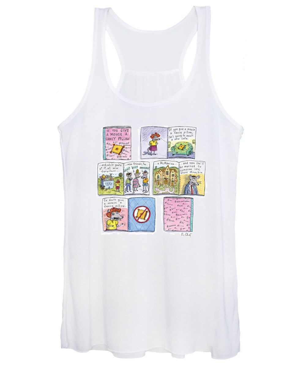 If You Give A Mouse A Fancy Pillow Women's Tank Top featuring the painting If You Give a Mouse a Fancy Pillow by Roz Chast