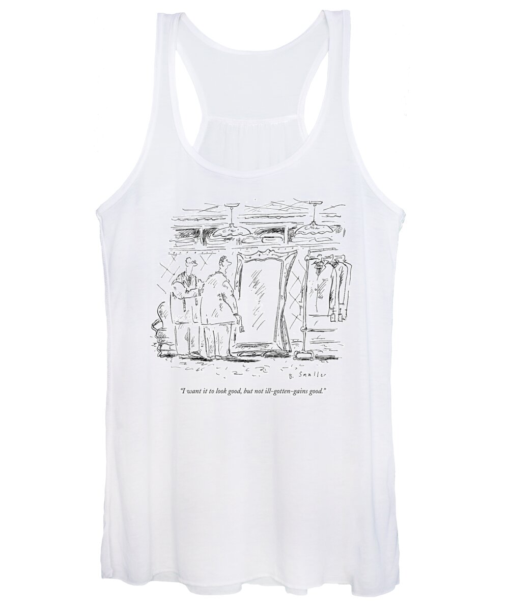 Fitting Women's Tank Top featuring the drawing Ill Gotten Gains Good by Barbara Smaller