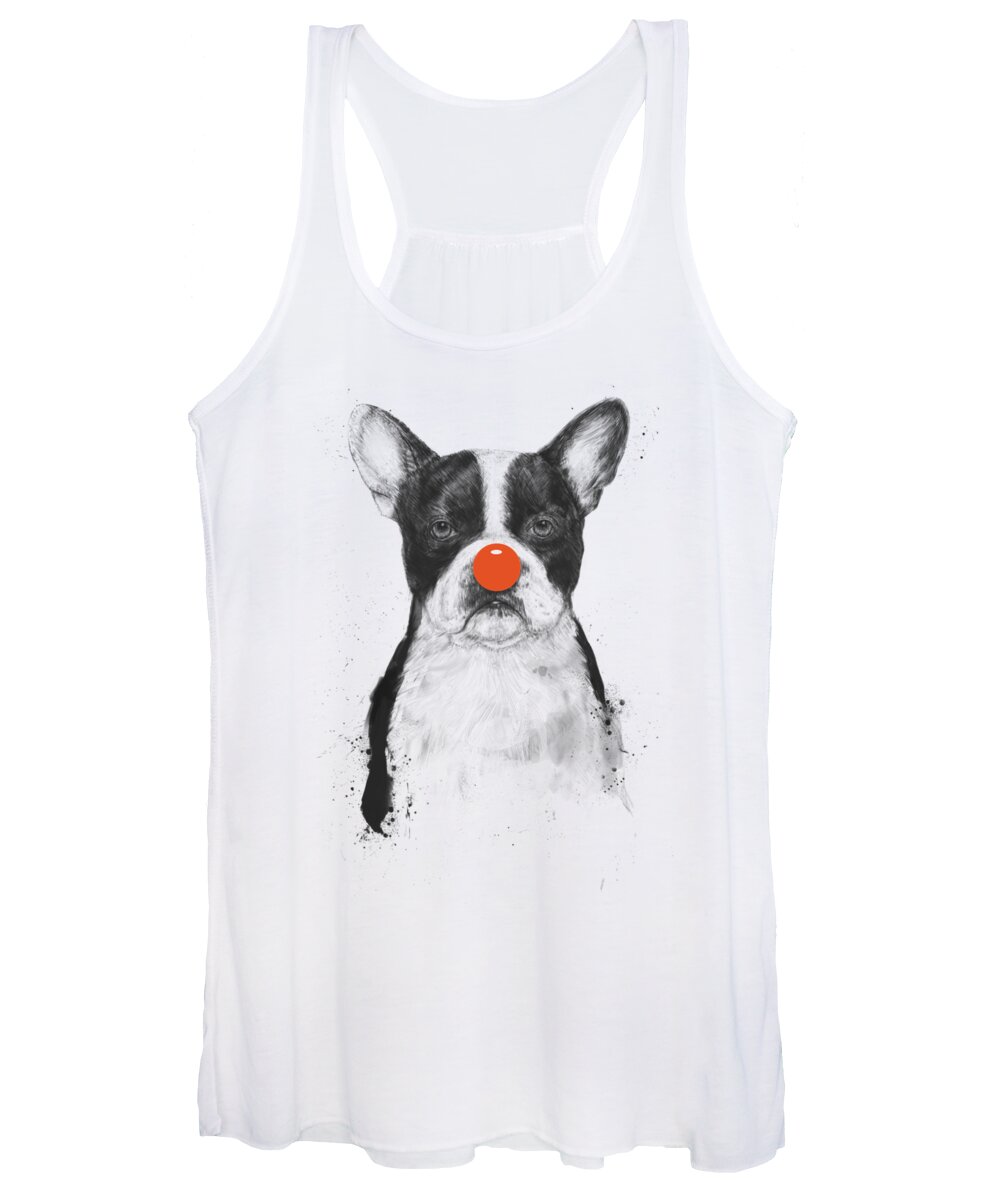 Dog Women's Tank Top featuring the mixed media I'm not your clown by Balazs Solti