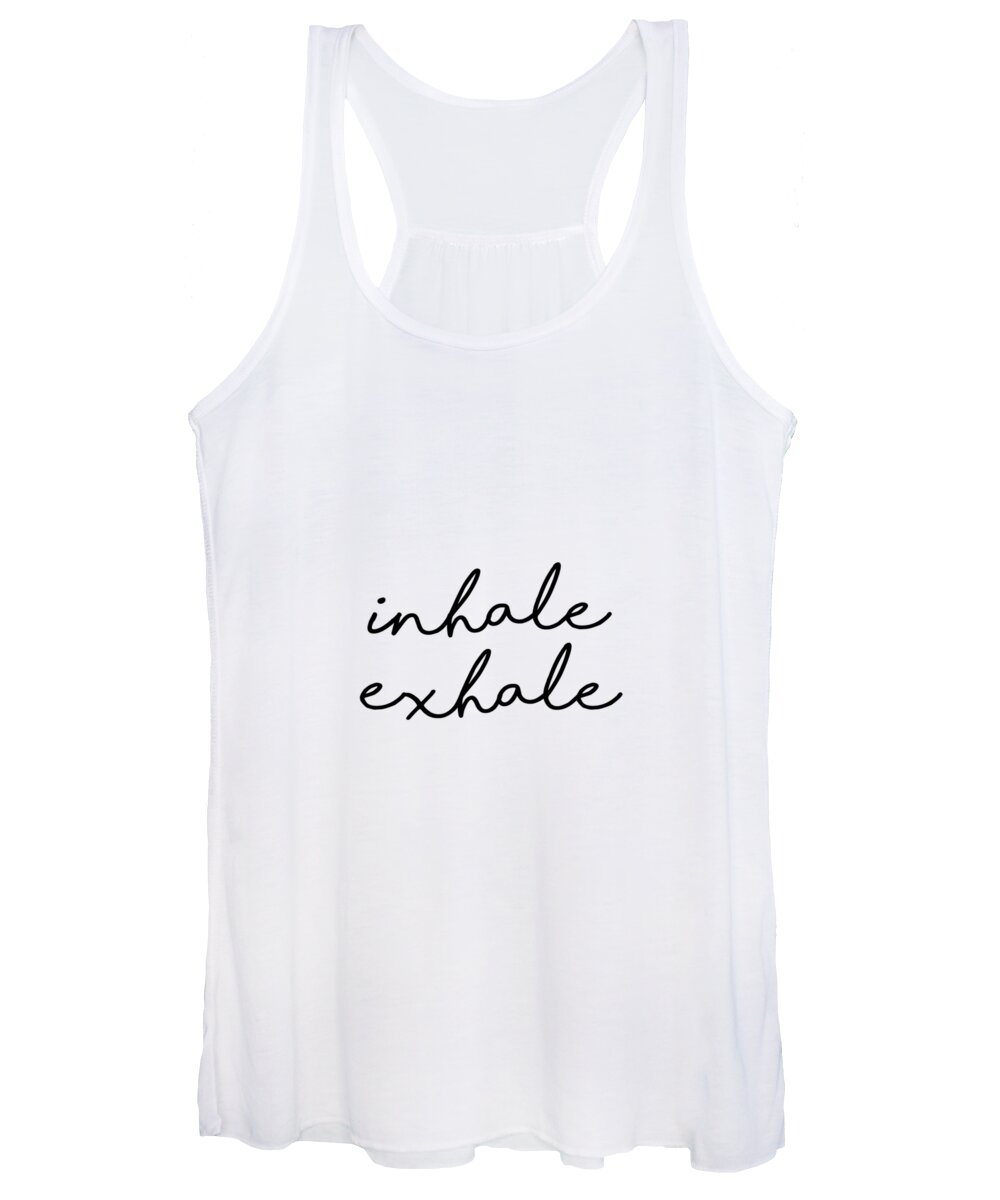 Inhale Exhale Women's Tank Top featuring the mixed media Inhale Exhale - Minimalist Print - Typography - Quote Poster by Studio Grafiikka
