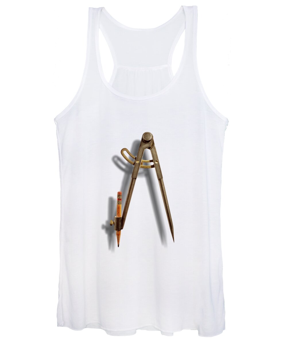 Compass Women's Tank Top featuring the photograph Iron Compass Backside Floating on White by YoPedro
