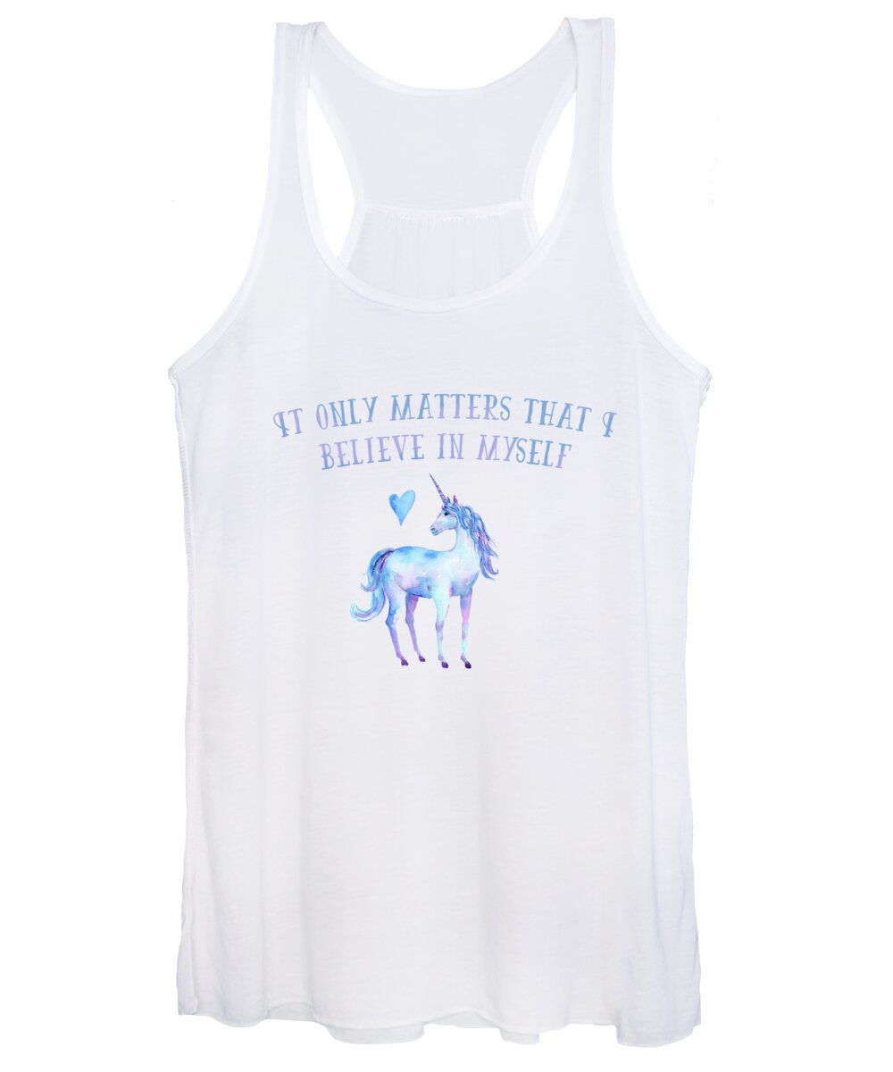 Unicorn Women's Tank Top featuring the painting It Only Matters That I Believe In Myself by Little Bunny Sunshine