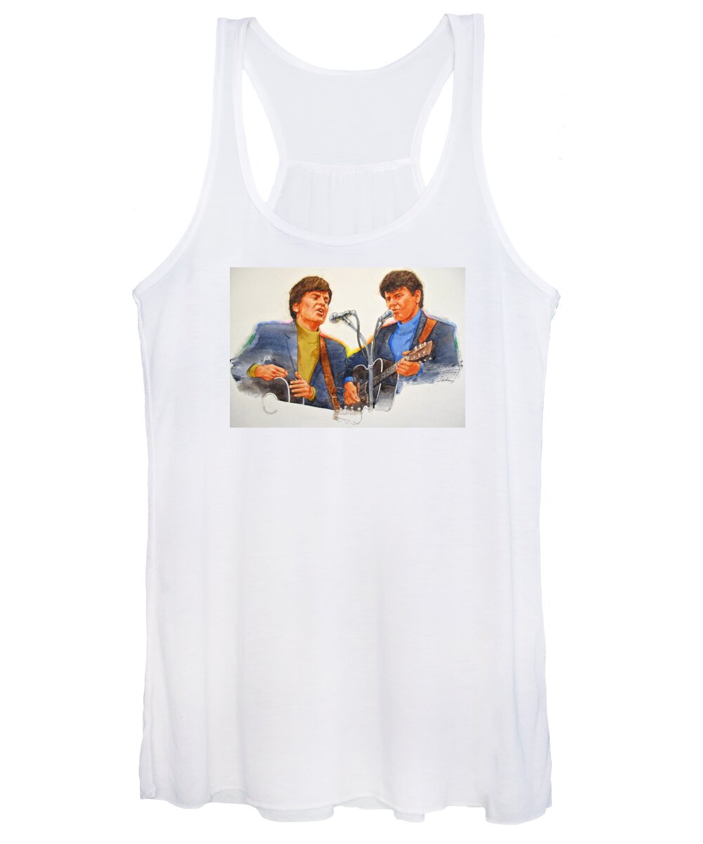 Acrylic Painting Women's Tank Top featuring the painting Its Rock And Roll 4 - Everly Brothers by Cliff Spohn