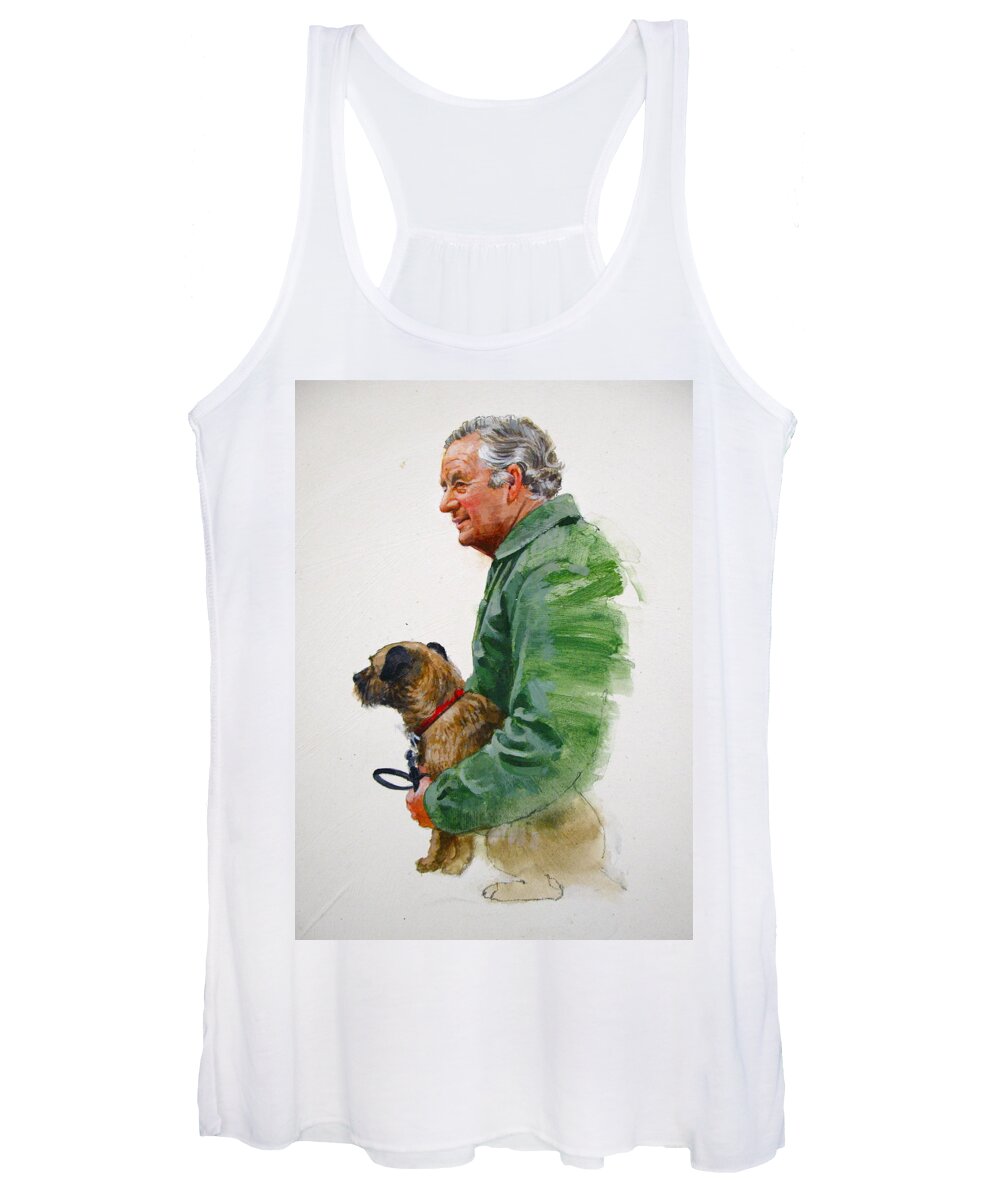 Portrait Women's Tank Top featuring the painting James Herriot And Bodie by Cliff Spohn