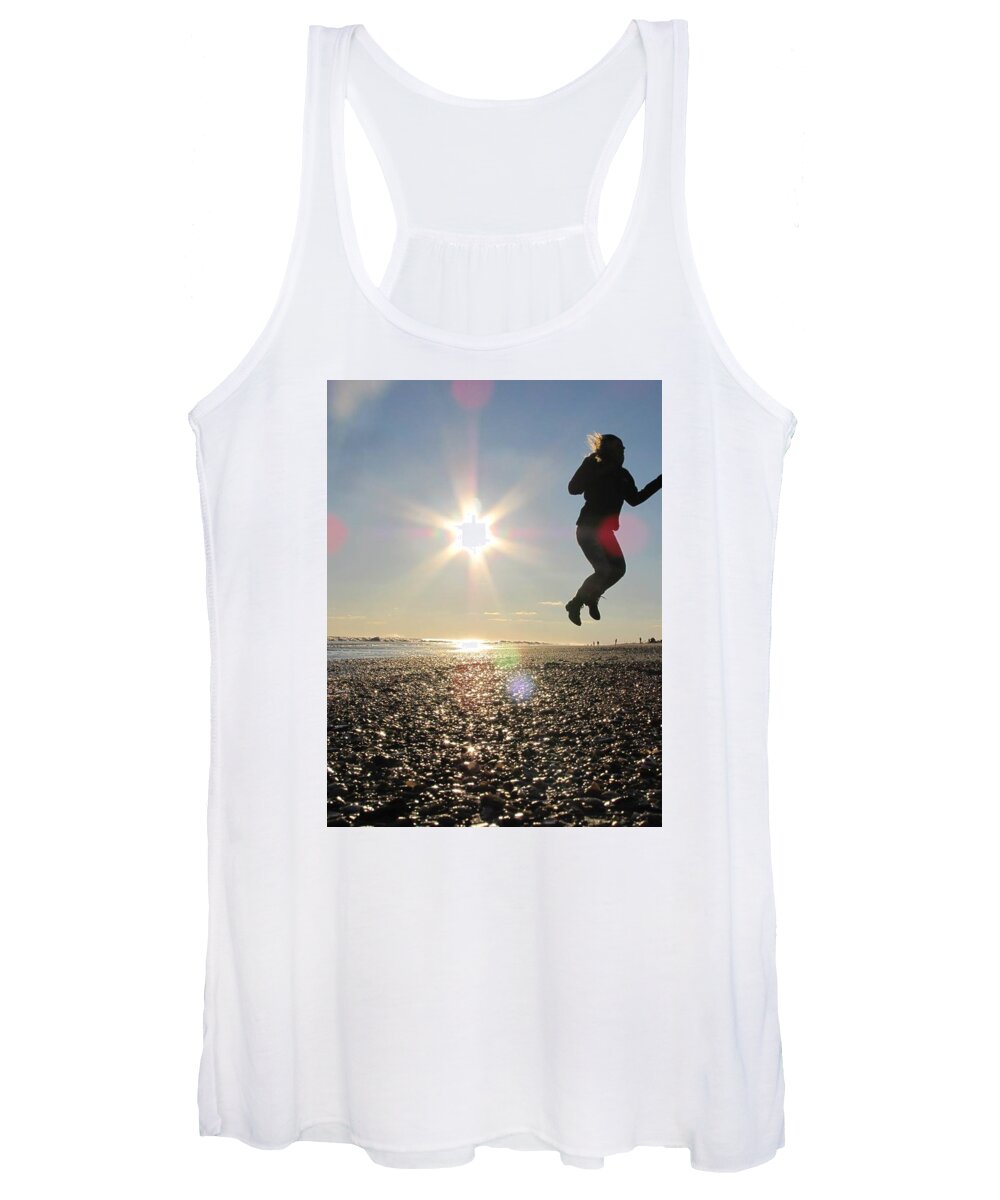 Sun Women's Tank Top featuring the photograph Jumping in the Sun by Laura Henry