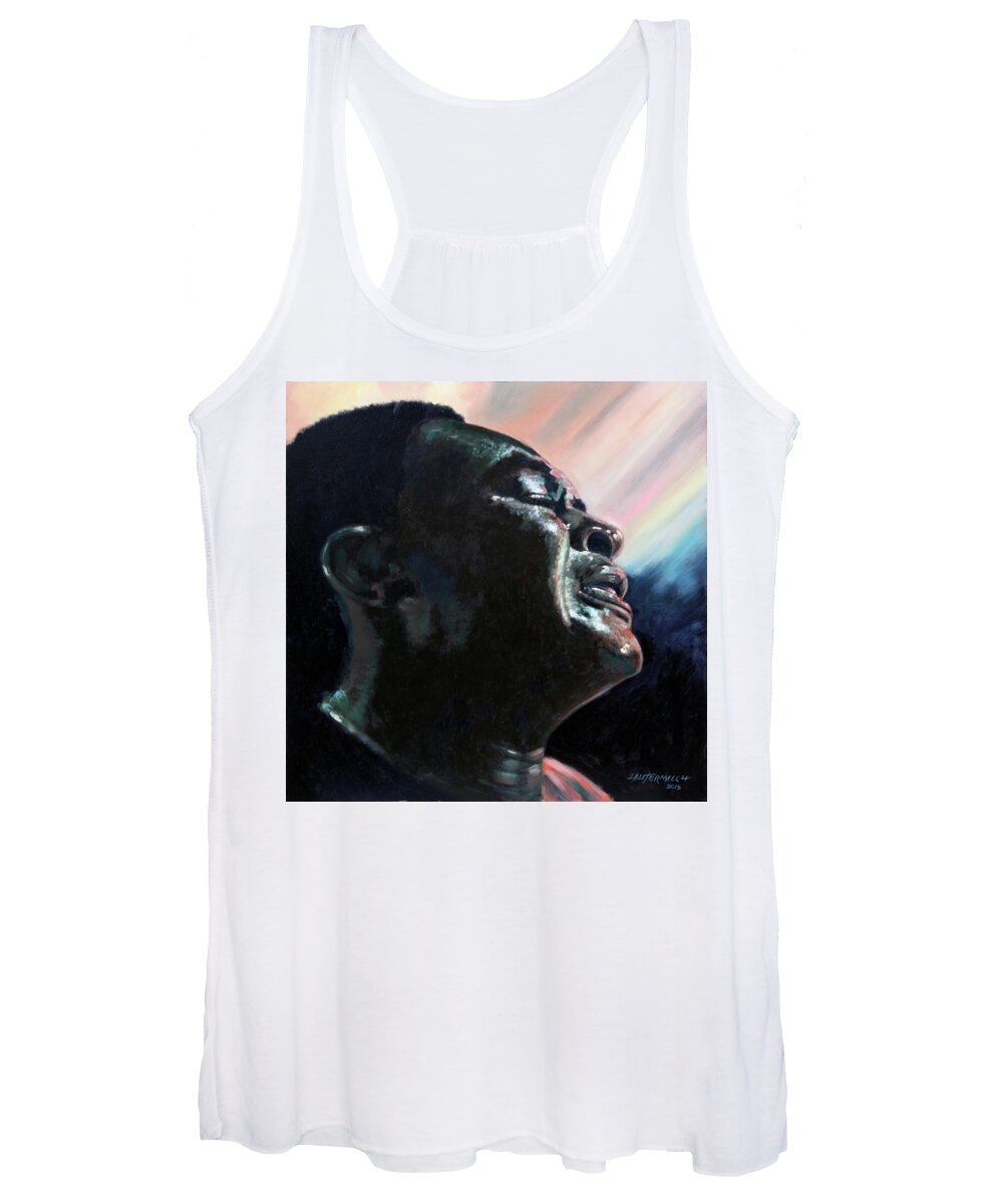 Prayer Women's Tank Top featuring the painting Just A Closer Walk With Thee by John Lautermilch
