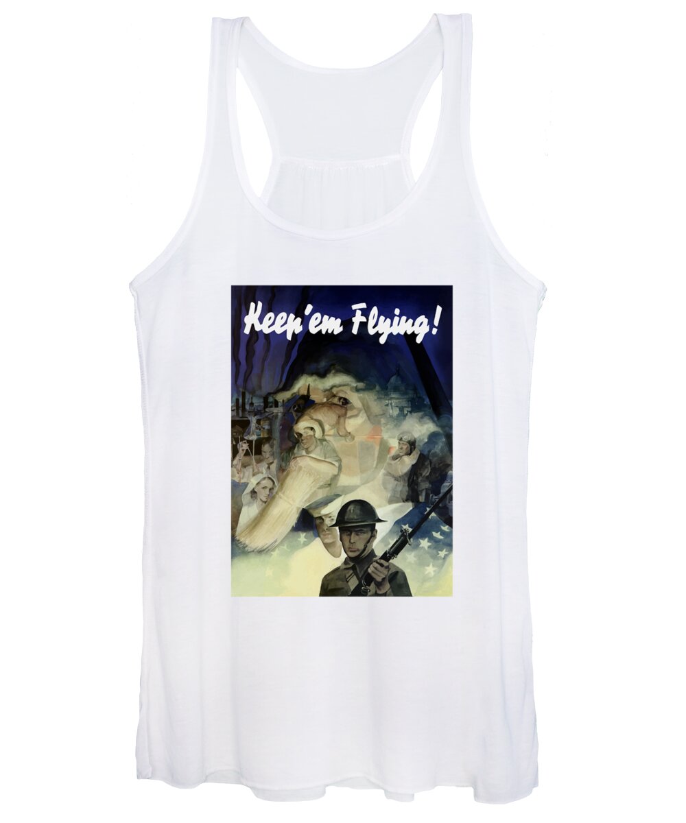 Army Women's Tank Top featuring the painting Keep 'Em Flying - Uncle Sam by War Is Hell Store