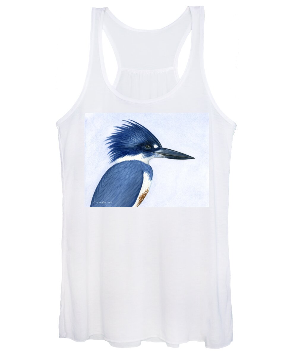 Kingfisher Women's Tank Top featuring the painting Kingfisher portrait by Charles Harden