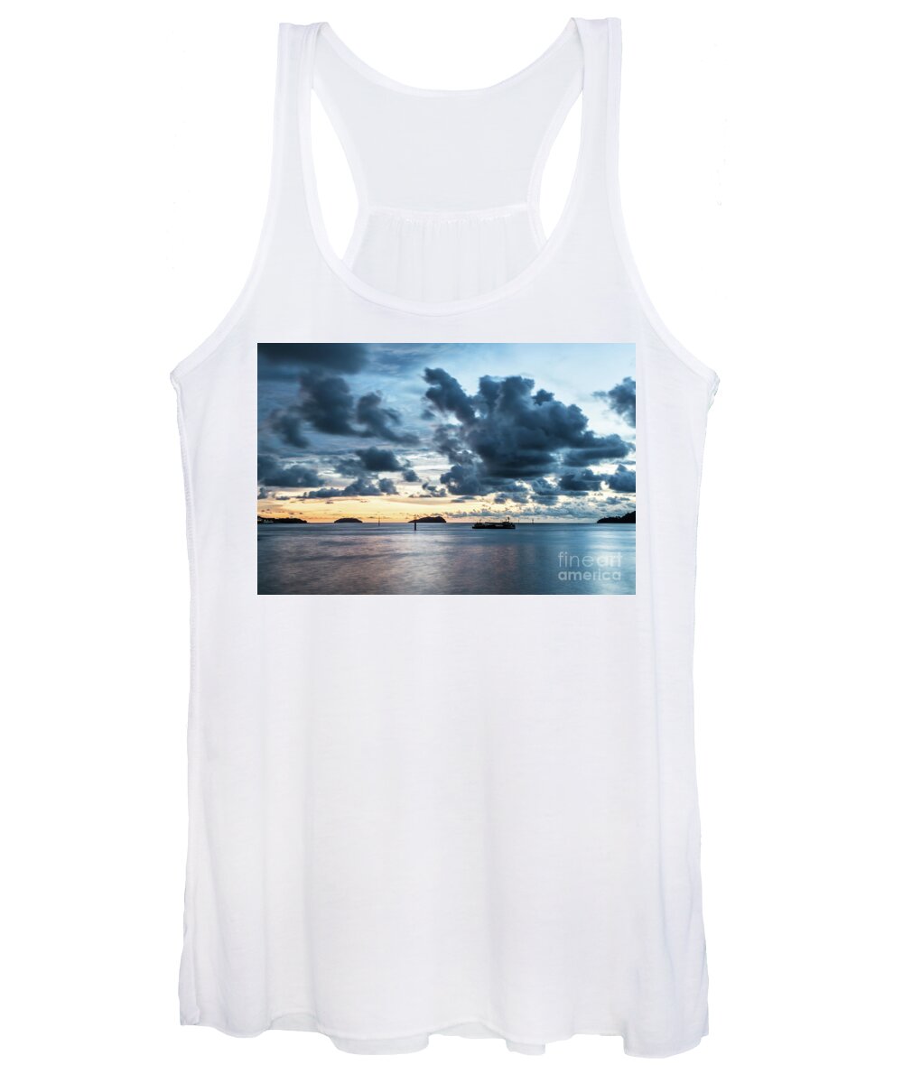 Coastline Women's Tank Top featuring the photograph Kota Kinabalu sunset by Didier Marti