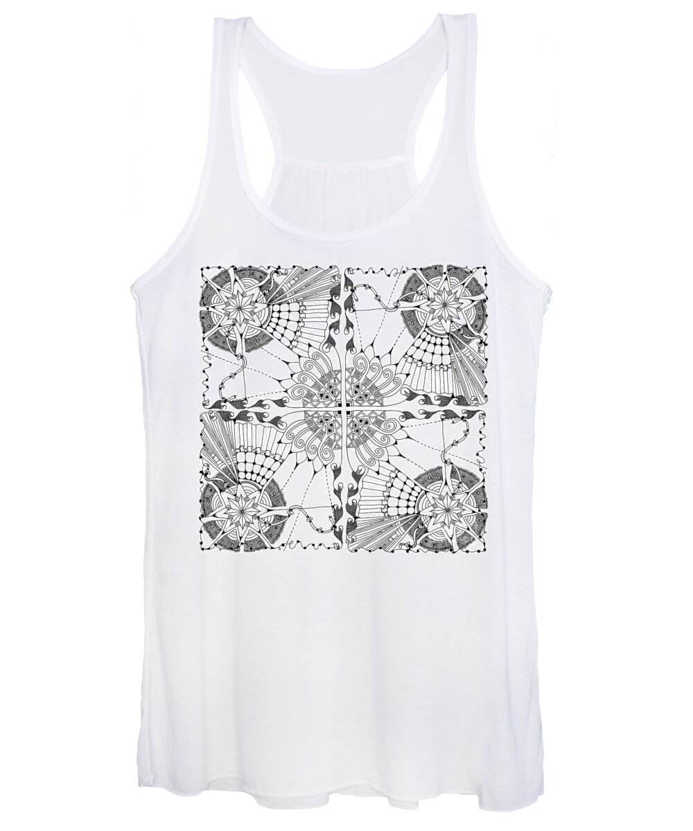 Zentangle Design With Various Patterns Doodles Repeat Patterns Women's Tank Top featuring the tapestry - textile Lace by Ruth Dailey