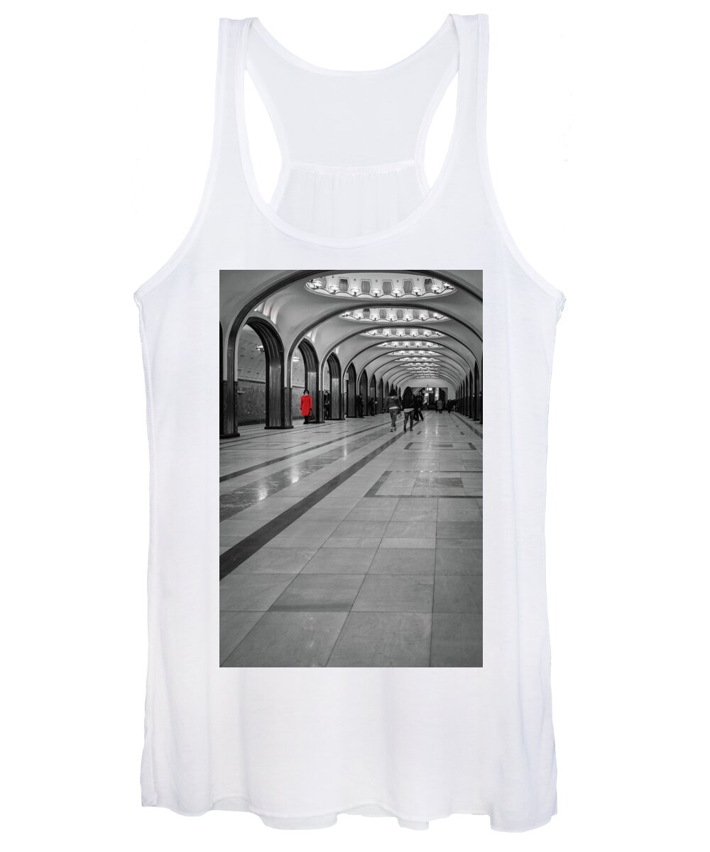 Metro Women's Tank Top featuring the photograph Lady in Red by Geoff Smith