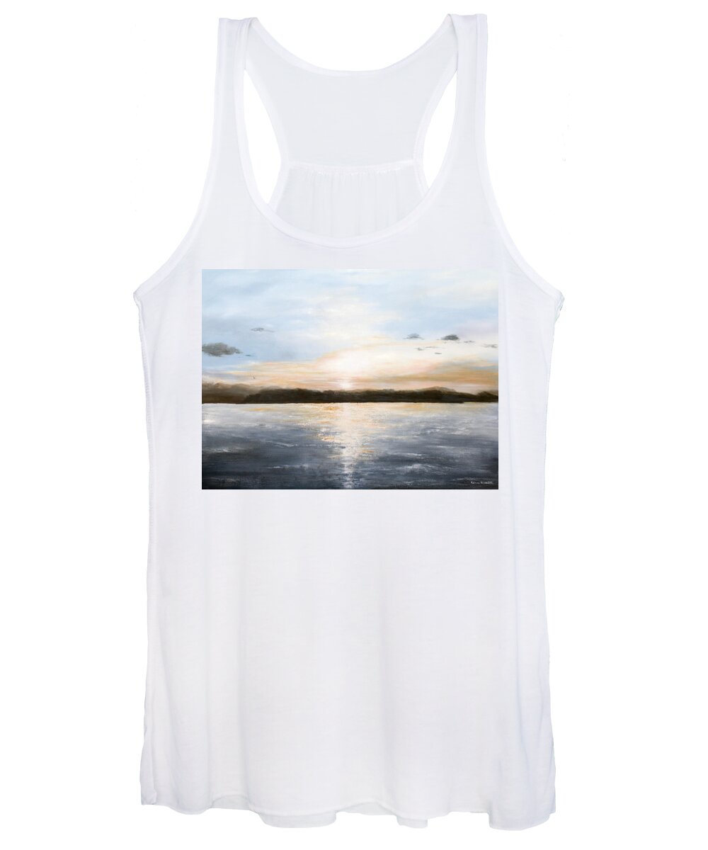 Seascape Women's Tank Top featuring the painting Lake Sunset by Katrina Nixon