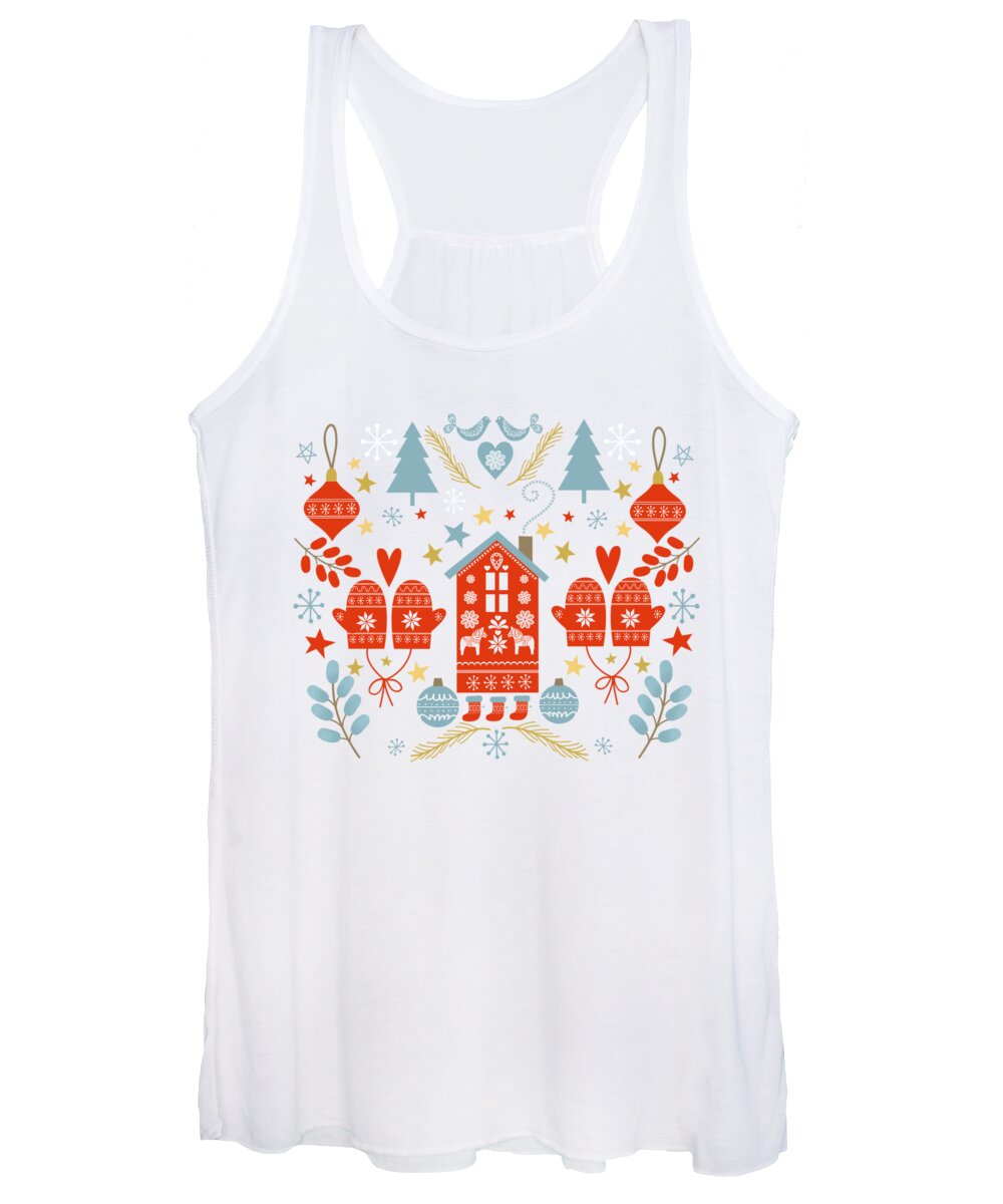 There Is A Thick Coat Of Snow Over Everything Women's Tank Top featuring the painting Laplander Winter Holiday by Little Bunny Sunshine