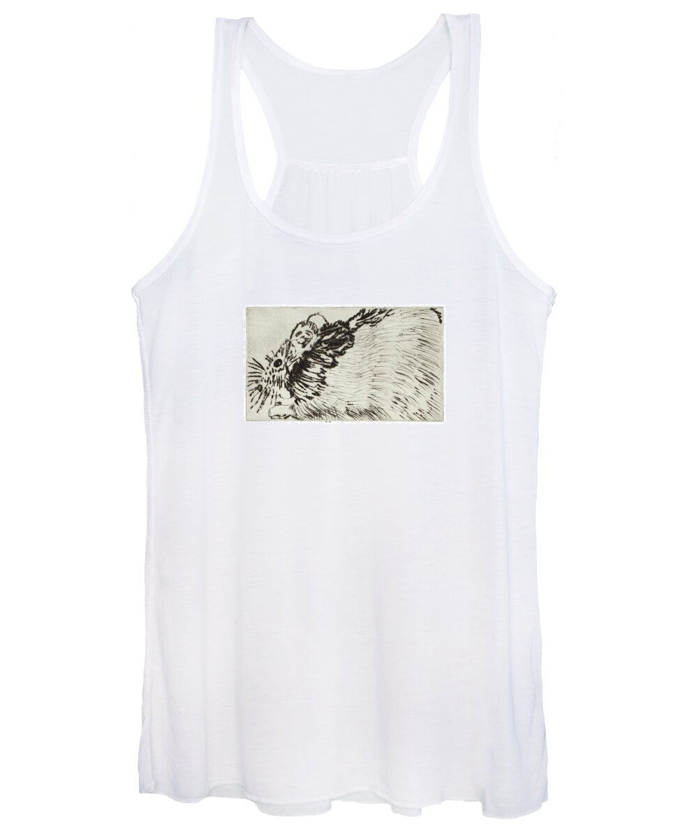 Rat Women's Tank Top featuring the drawing Learning to Love Rats More #1 by Dawn Boswell Burke