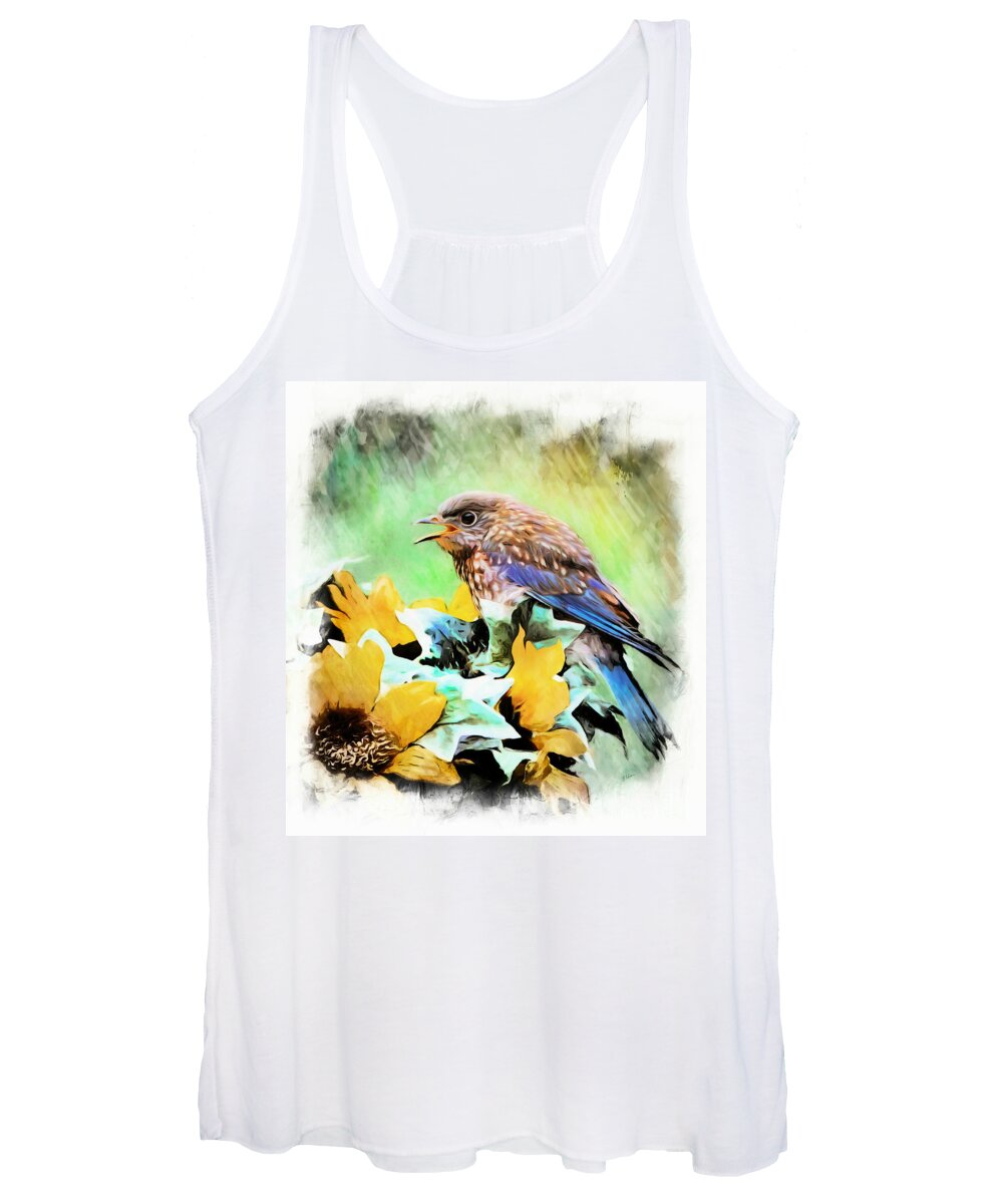 Bluebird Women's Tank Top featuring the photograph Learning To Sing by Tina LeCour