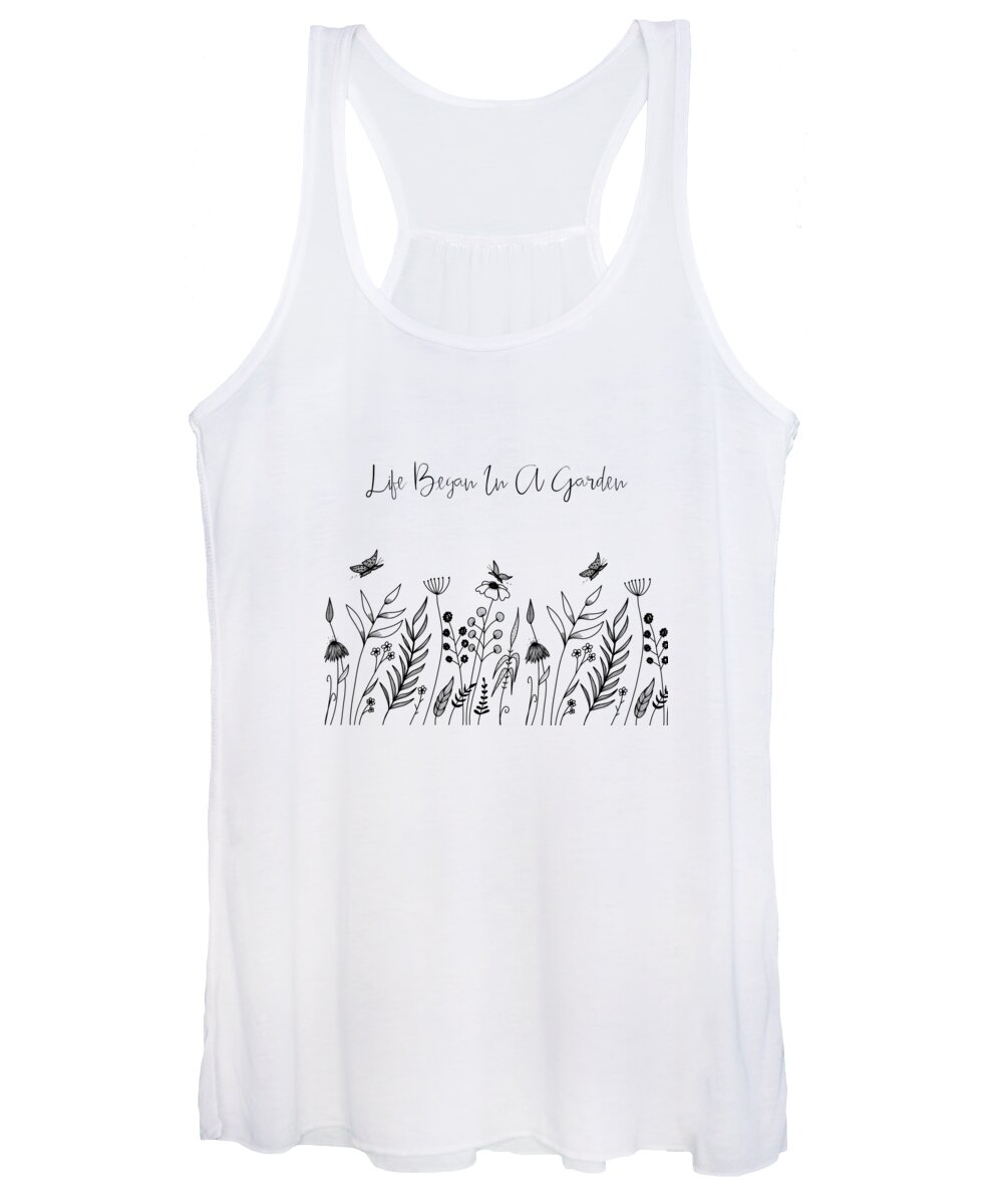 Drawing Women's Tank Top featuring the painting Life Begain In A Garden by Little Bunny Sunshine