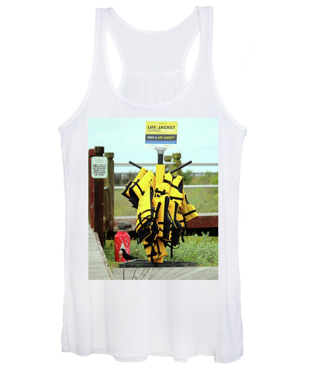 Life Jacket Women's Tank Top featuring the photograph Life Jacket Station by Cynthia Guinn