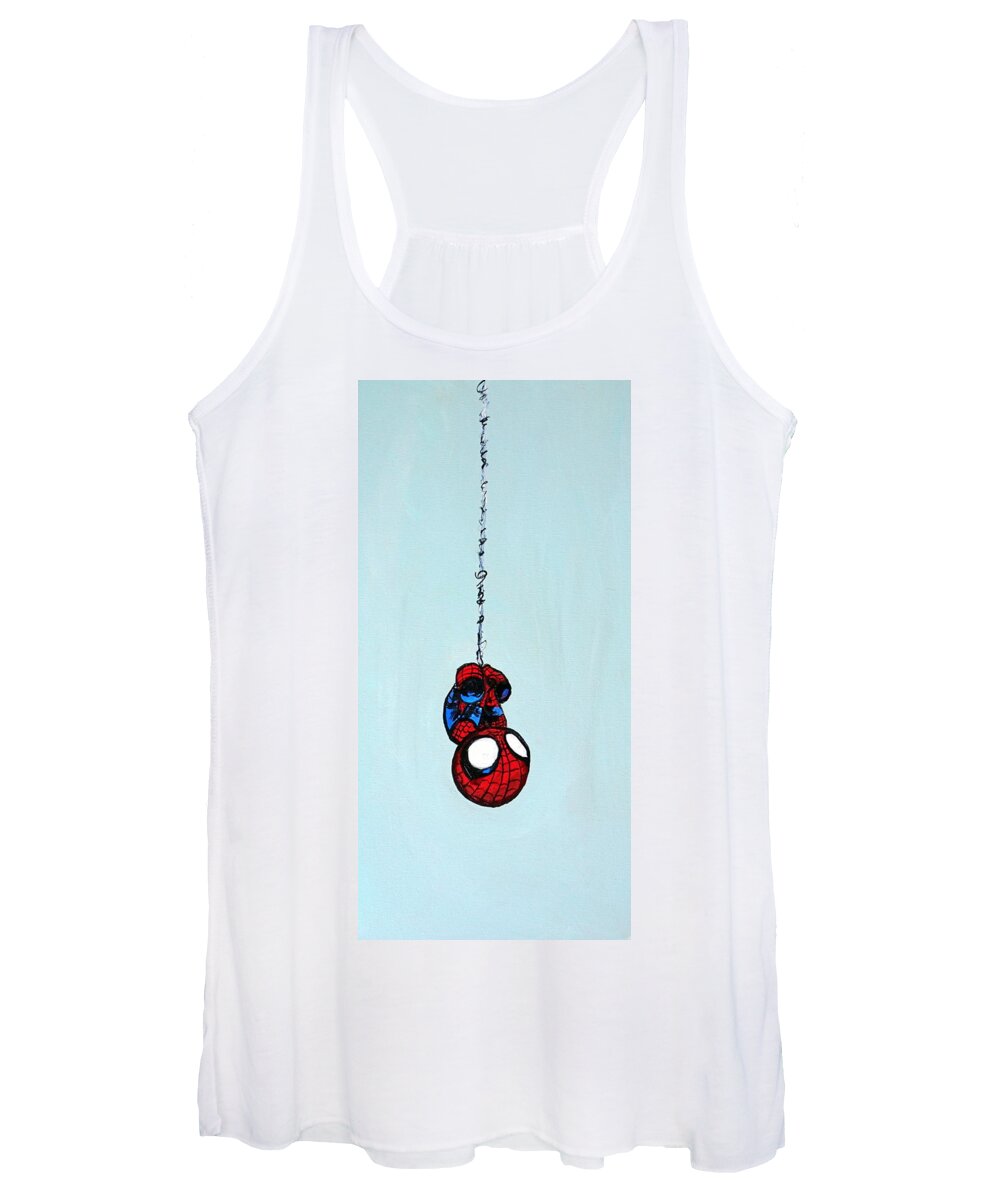 Spidey Women's Tank Top featuring the painting L'il Webcrawler by Katy Hawk