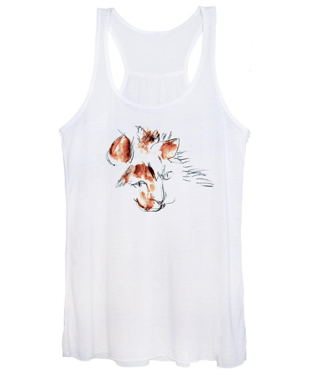 Cats Women's Tank Top featuring the mixed media Little Merph - Cats by Carolyn Weltman