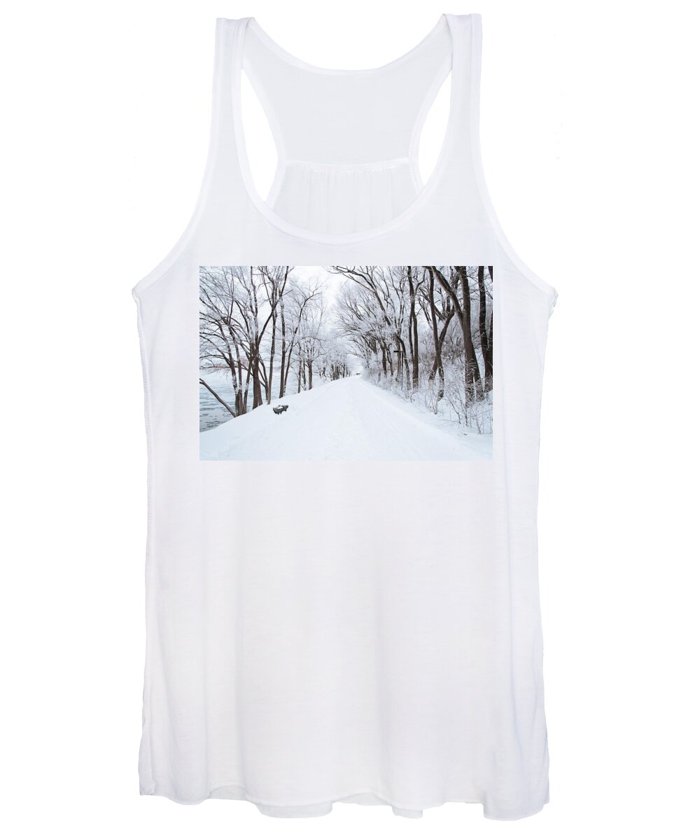 Snow Women's Tank Top featuring the photograph Lonely Snowy Road by Newwwman