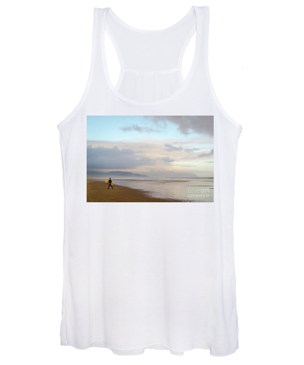 Surfing Women's Tank Top featuring the photograph Long day surfing by Paul Quinn