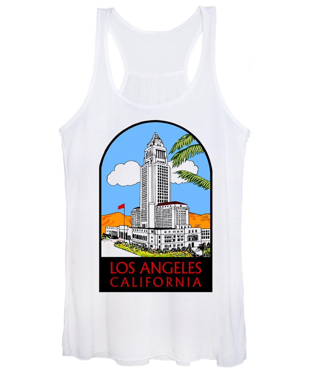 Los Angeles Women's Tank Top featuring the drawing Los Angeles City Hall by Heidi De Leeuw