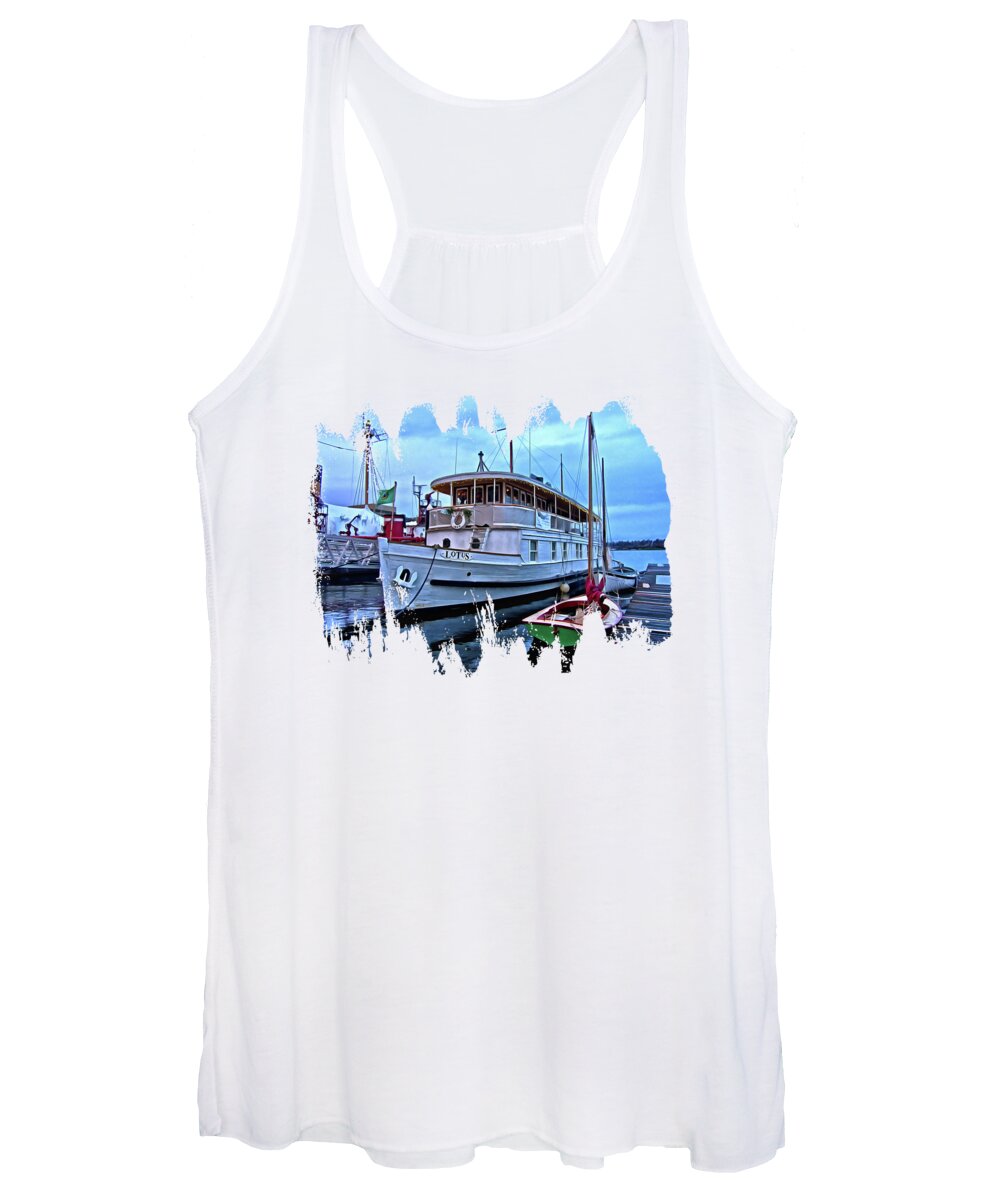 Lotus Women's Tank Top featuring the photograph Lotus And The Dinghies by Thom Zehrfeld