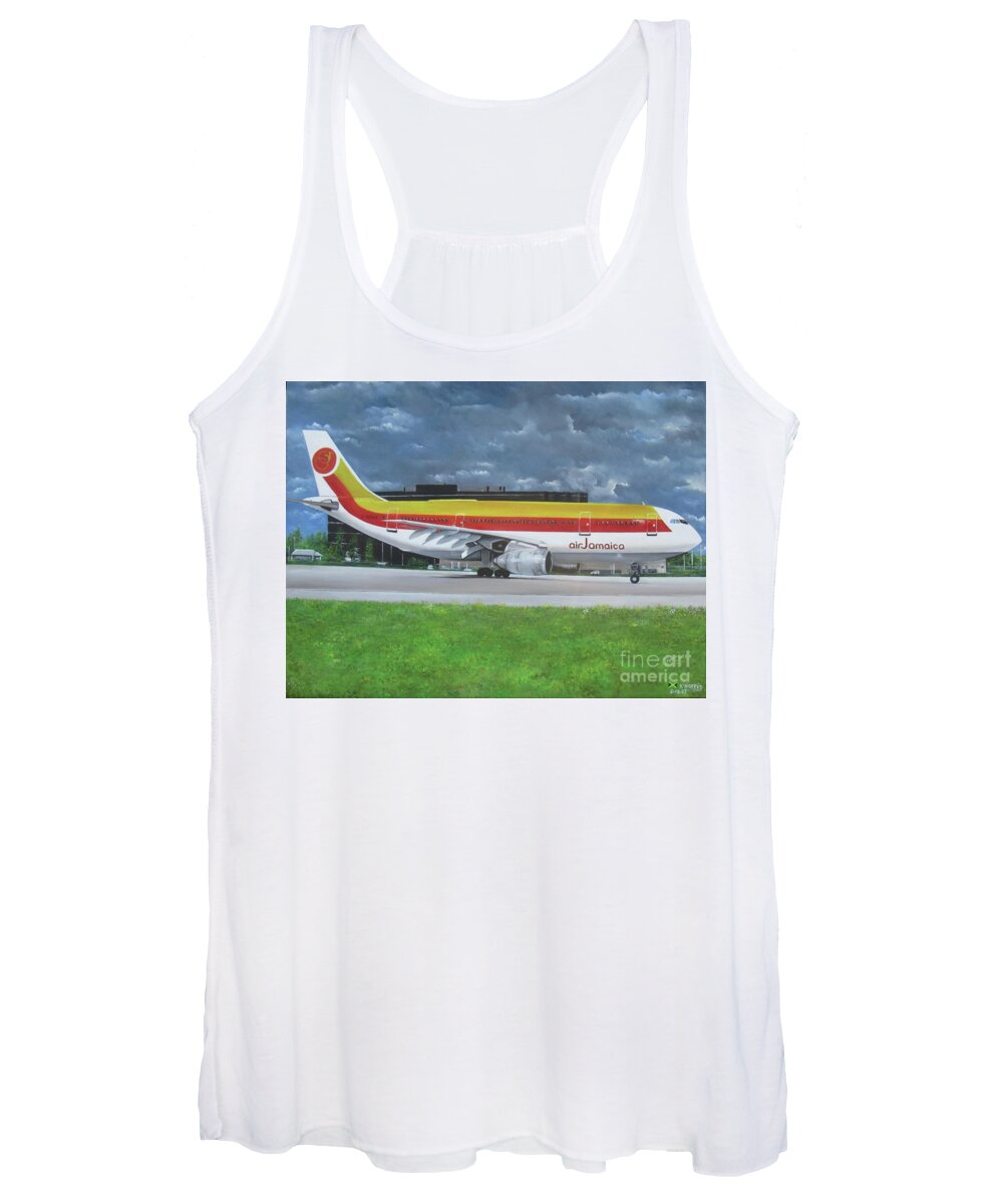 Air Jamaica Women's Tank Top featuring the painting Love Bird by Kenneth Harris
