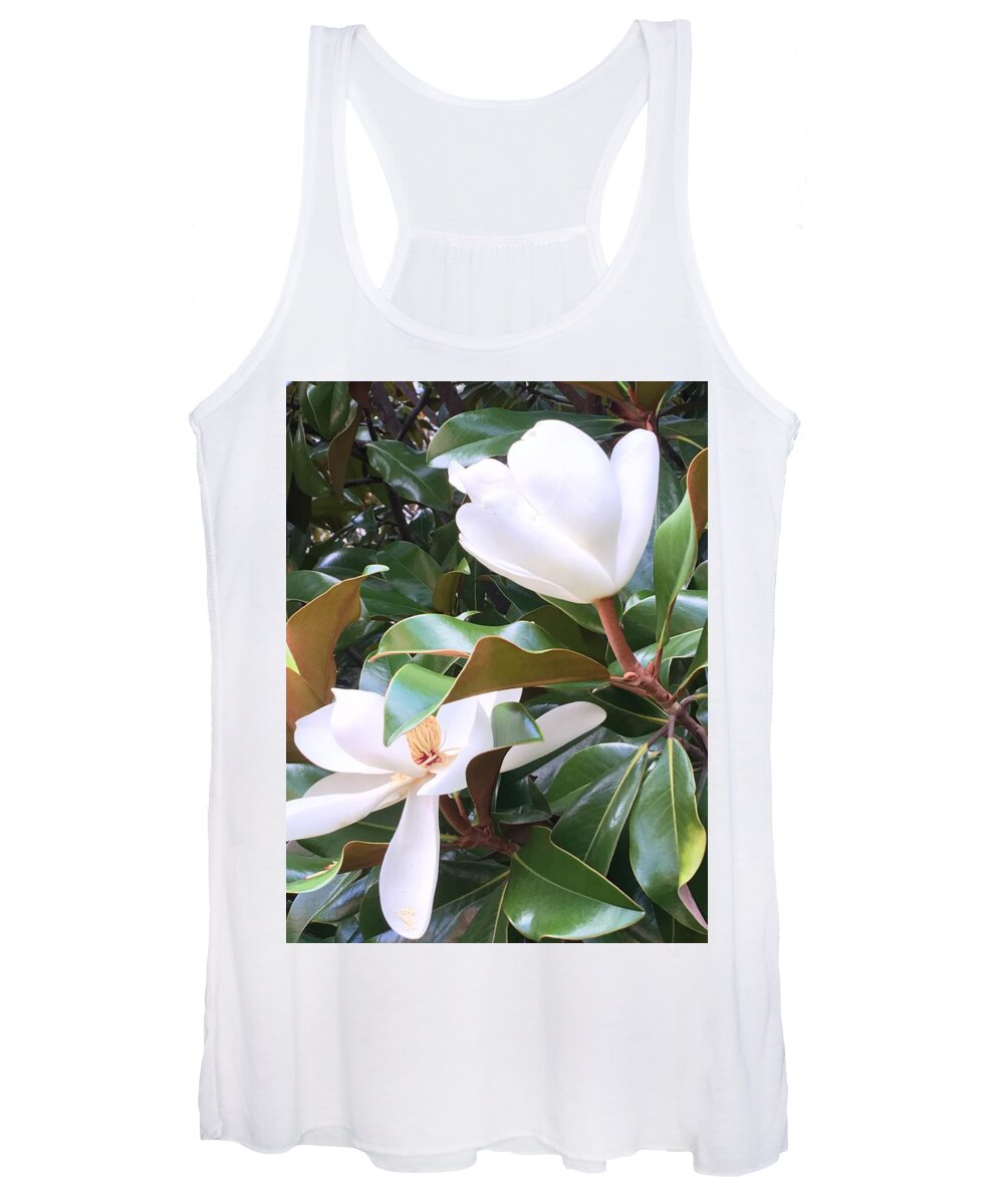 Magnolias Women's Tank Top featuring the photograph Magnolias for Two by Pamela Henry