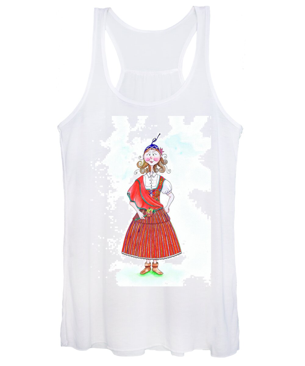 Portugal Women's Tank Top featuring the painting Maria da Madeira by Isabel Salvador