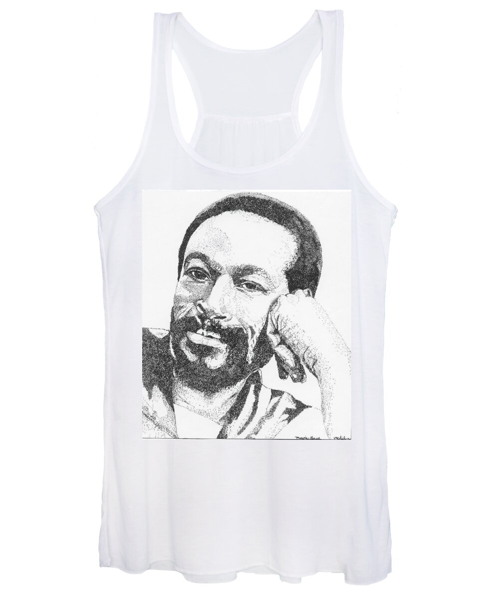 Drawings Women's Tank Top featuring the drawing Marvin Gaye by Michelle Gilmore