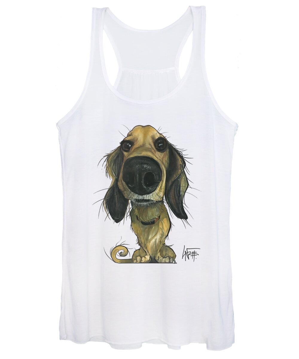 Pet Portrait Women's Tank Top featuring the drawing Massingill 3354 by Canine Caricatures By John LaFree