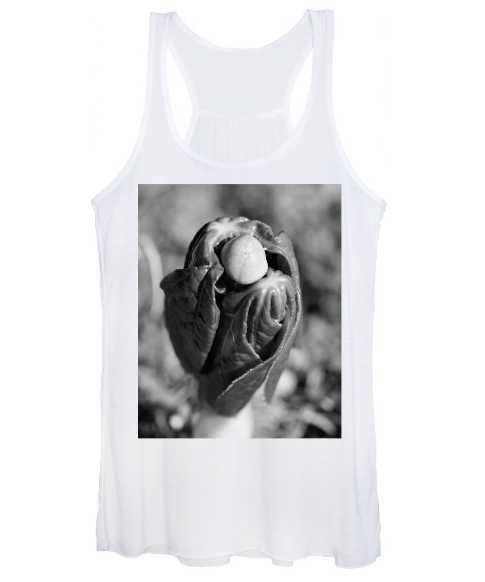 Black Women's Tank Top featuring the photograph May Apple BW #488 by Raymond Magnani