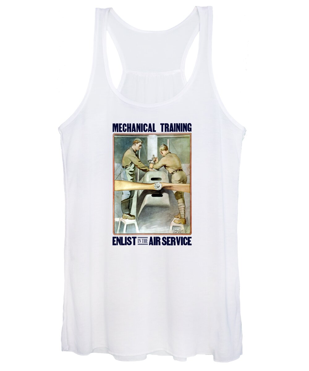 Ww1 Women's Tank Top featuring the painting Mechanical Training - Enlist In The Air Service by War Is Hell Store