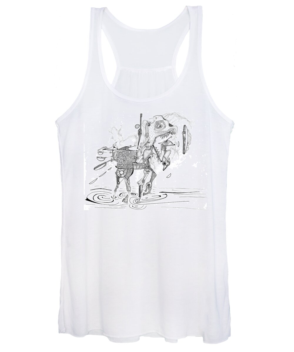 Carousel Women's Tank Top featuring the drawing Merry-Go-Round Horse by Regina Valluzzi