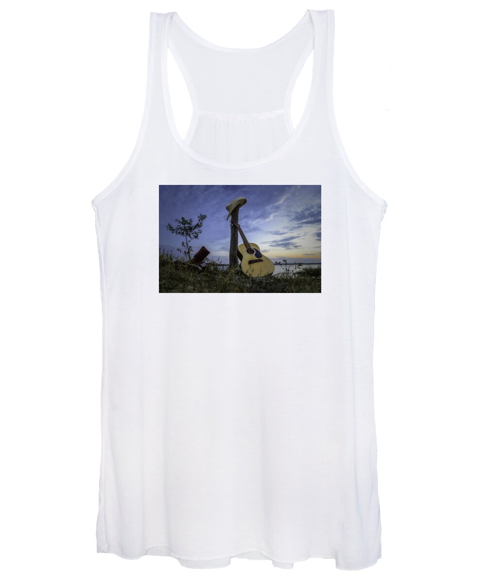 Sunset Women's Tank Top featuring the photograph Missing Cowyboy by Leticia Latocki