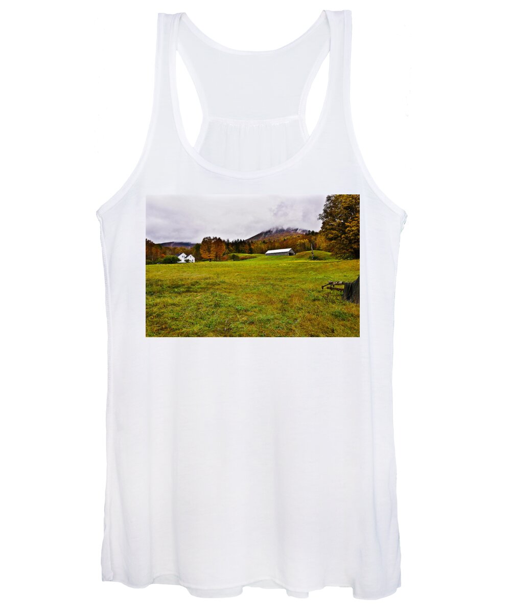 Wonalancet Women's Tank Top featuring the photograph Misty Autumn at the Farm by Rockybranch Dreams